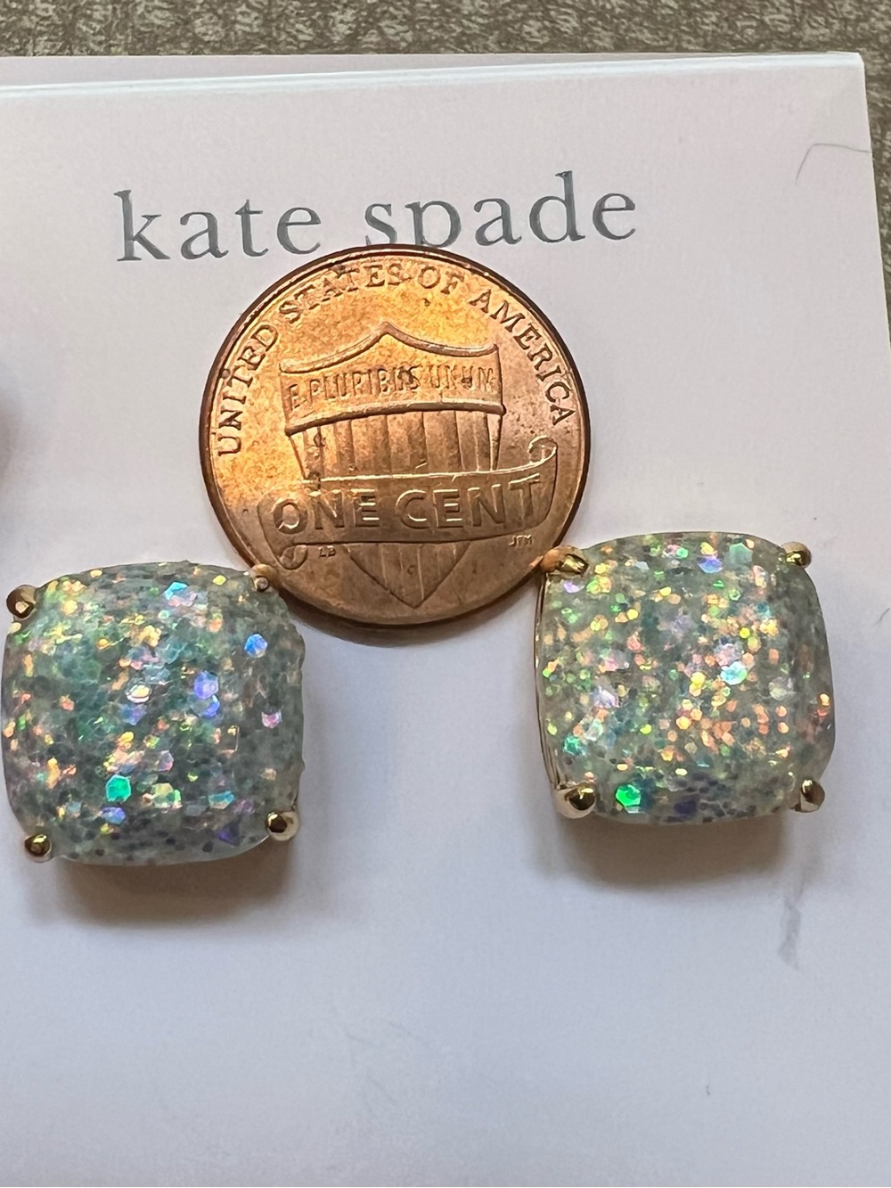 kate spade Iridescent Glitter Cushion Stud Earrings - Gold